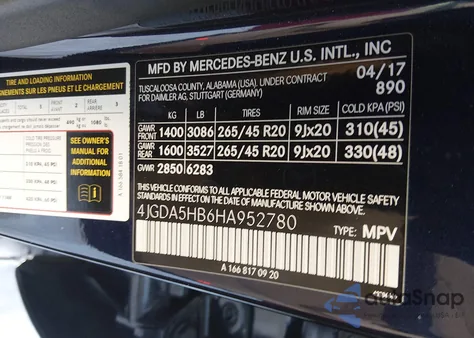 2017 Mercedes-Benz Gle 350 4Matic from USA, damaged, VIN 4JGDA5HB6HA952780